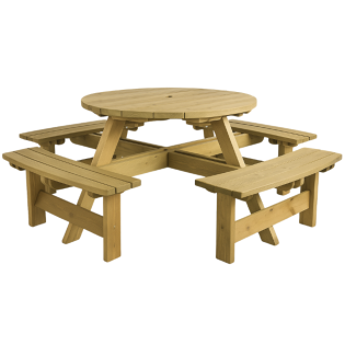 8 Seater Round Wooden Picnic Table