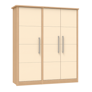 Voyage Triple Wardrobe in Lissa Oak with Cream Doors