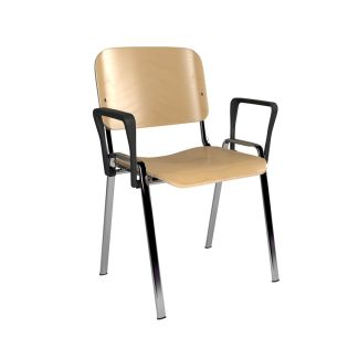 Wooden Stackable Chair With Fixed Arms
