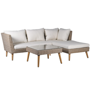 Sussex Rattan Corner Sofa and Coffee Table Set With Cushions