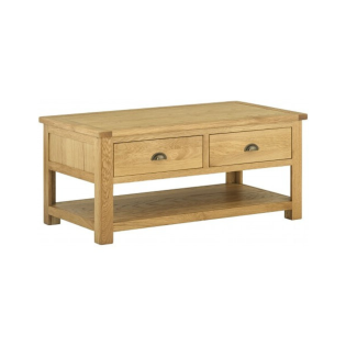 Portland Coffee Table with Drawers in Oak