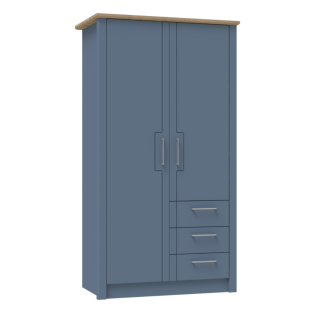Signet Combi Wardrobe in Alby Blue and Mountain Oak