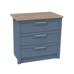 Signet 3 Drawer Wide Chest in Alby Blue and Mountain Oak