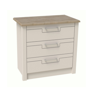 Signet 3 Drawer Wide Chest in Cashmere and Mountain Oak