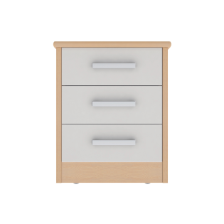 Voyage 3 Drawer Bedside in Lissa Oak with Cream Drawers