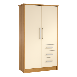 Voyage Combi Wardrobe in Lissa Oak with Cream Doors