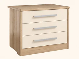 Voyage 3 Drawer Wide Chest in Lissa Oak with Cream Drawers