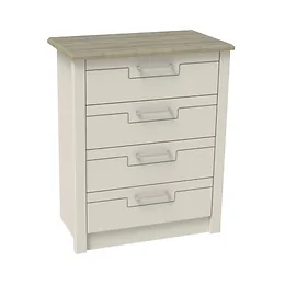 Signet 4 Drawer Wide Chest in Cashmere and Mountain Oak