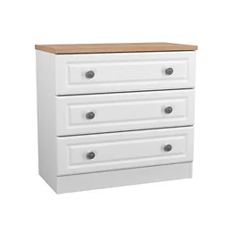 Cedar 3 Drawer Wide Chest in White Ash and Bardolino Oak