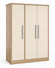 Voyage Triple Wardrobe in Lissa Oak with Cream Doors