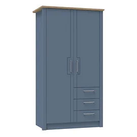 Signet Combi Wardrobe in Alby Blue and Mountain Oak