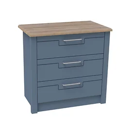 Signet 3 Drawer Wide Chest in Alby Blue and Mountain Oak
