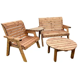 Birchwood 3 Seater Angled Companion Set With Round Coffee Table