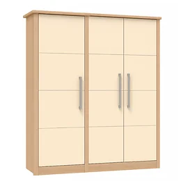 Voyage Triple Wardrobe in Lissa Oak with Cream Doors