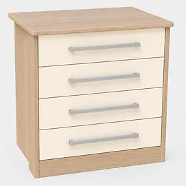 Voyage 4 Drawer Wide Chest in Lissa Oak with  Cream Doors